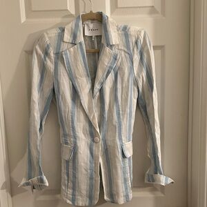 Frame lien Women's Blazer - Light Blue and White Stripes
